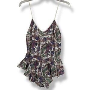 Vintage Escapades Satin Bodysuit Womens Size‎ Small Coquette Boudoir Paisley
